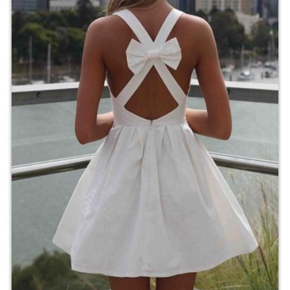 White Bow Back Dress